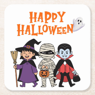 Dessous-de-verre Carré En Papier Happy Halloween Paper Coaster