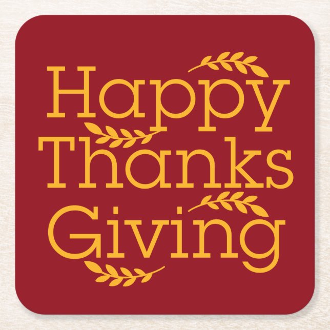Dessous-de-verre Carré En Papier Happy Thanksgiving (Devant)