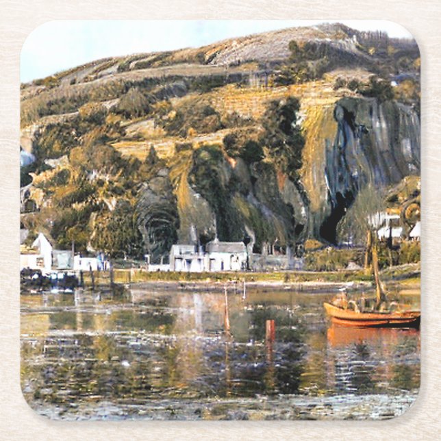 DESSOUS-DE-VERRE CARRÉ EN PAPIER HARBOUR BARMOUTH WALES (Devant)