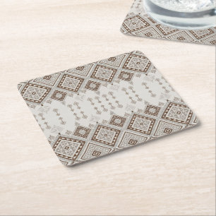 Dessous-de-verre Carré En Papier Harmonie Désertique Marron Géométrique Tribal Maro