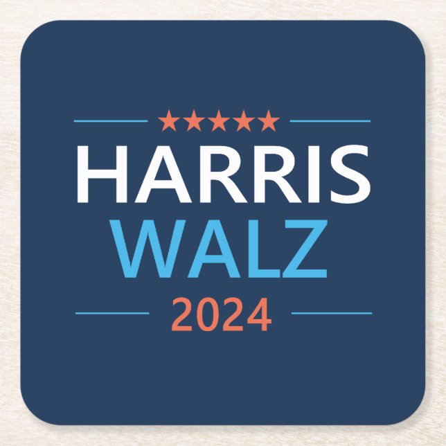 Dessous-de-verre Carré En Papier Harris Walz 2024 pour le président (Devant)