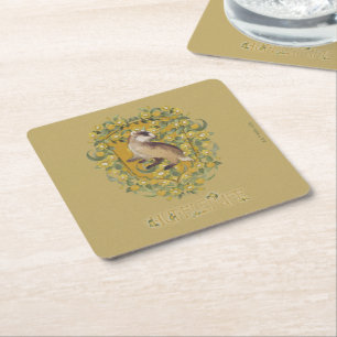 DESSOUS-DE-VERRE CARRÉ EN PAPIER HARRY POTTER™ BLASON D'HUFFLEPUFF™