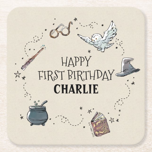 Dessous-de-verre Carré En Papier Harry Potter Premier anniversaire (Devant)