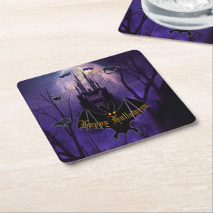 Dessous-de-verre Carré En Papier Haunted Castle Halloween
