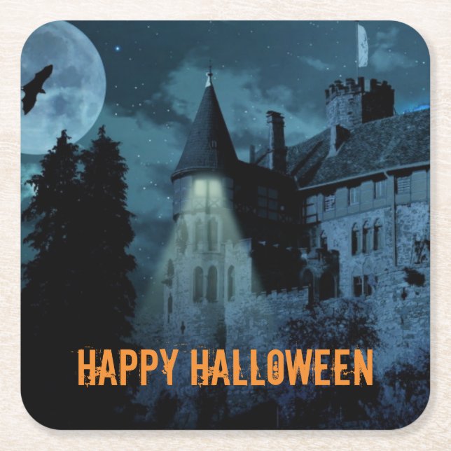 Dessous-de-verre Carré En Papier Haunted Goth Mansion Halloween (Devant)
