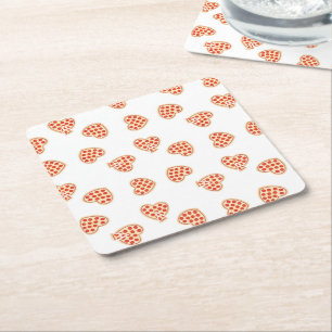 Dessous-de-verre Carré En Papier Heart Pepperoni Pizza Motif