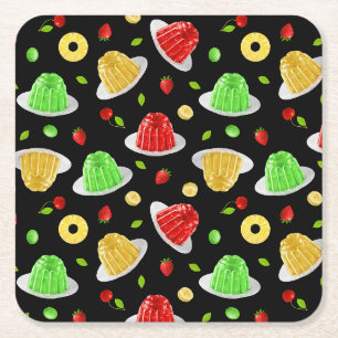 Dessous-de-verre Carré En Papier Hello Jello Coaster - sur noir