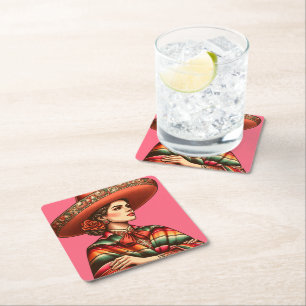 Dessous-de-verre Carré En Papier Héritage hispanique Latinx Sarape Party Favoriser