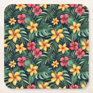 Dessous-de-verre Carré En Papier Hibiscus à fleurs tropicales Motif sans couture