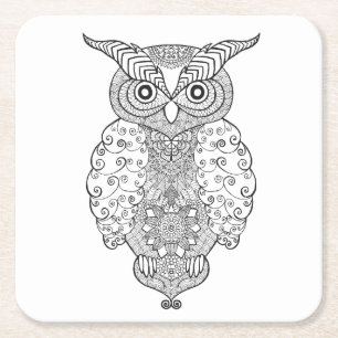 Dessous-de-verre Carré En Papier Hibou de griffonnage