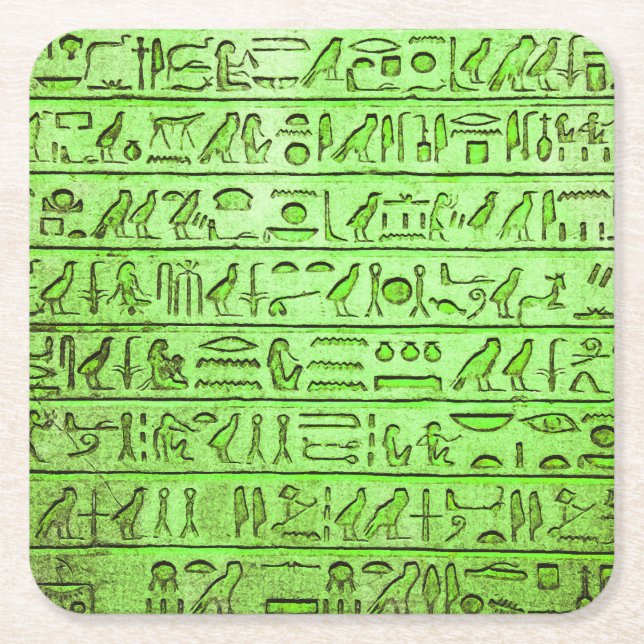 Dessous-de-verre Carré En Papier Hiéroglyphes égyptiens anciens Vert (Devant)