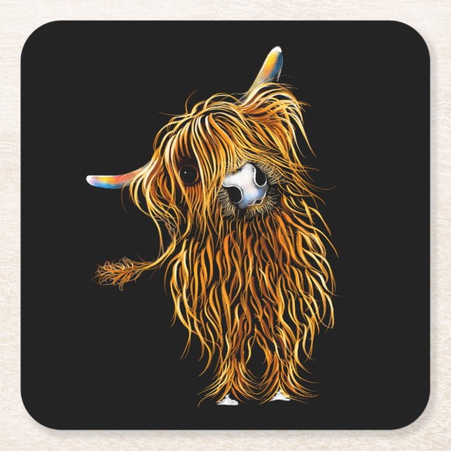 Dessous-de-verre Carré En Papier HiGHLaND CoW PRiNT Dessous de verre ' CoooWeee ' (Devant)