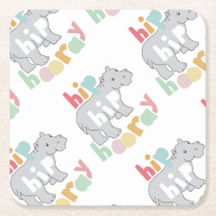 Dessous-de-verre Carré En Papier Hip Hip Houray Dessin Hippone gris