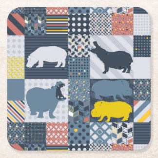 Dessous-de-verre Carré En Papier Hippopotames
