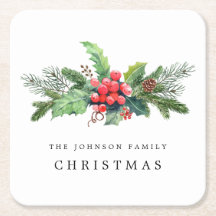 Hiver Botanique Verdure Aquarelle Personnalisée