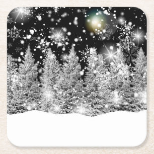 Dessous-de-verre Carré En Papier Hiver Solstice neige