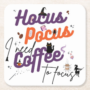 Dessous-de-verre Carré En Papier Hocus Pocus J'ai besoin de café pour me concentrer