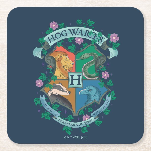 Dessous-de-verre Carré En Papier HOGWARTS™ Floral Crest (Devant)