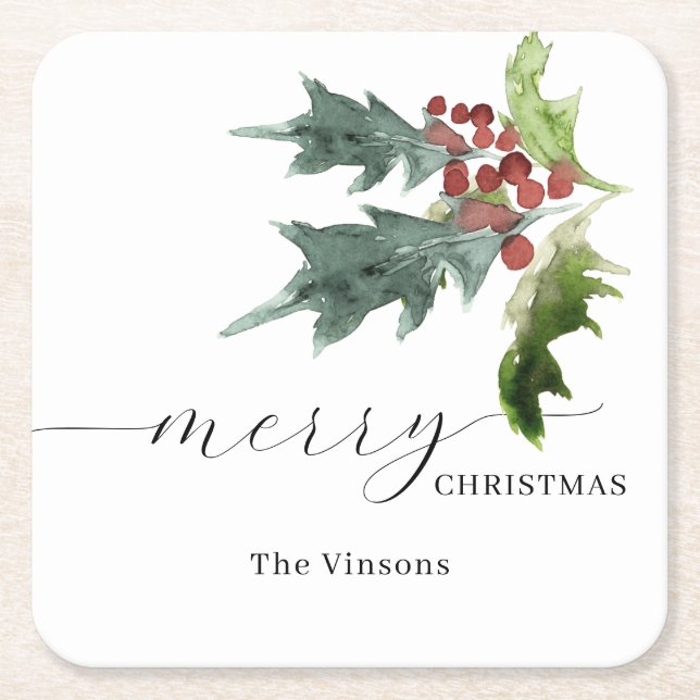 Dessous-de-verre Carré En Papier Holly Berry Holiday (Devant)