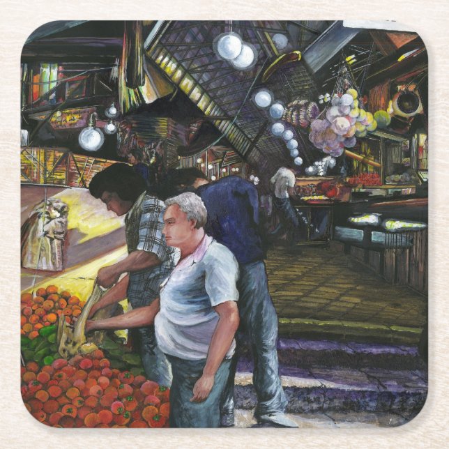 Dessous-de-verre Carré En Papier Hommes du commerce, Jérusalem (Devant)