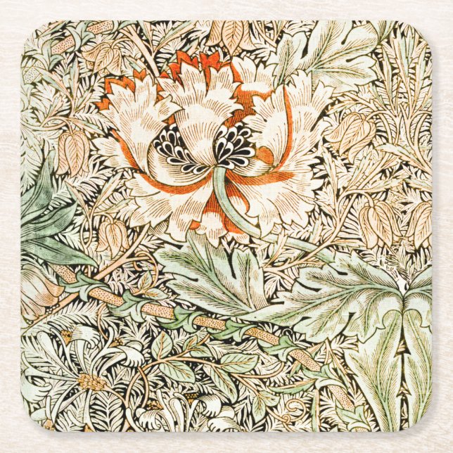 Dessous-de-verre Carré En Papier Honeysuckle, William Morris (Devant)