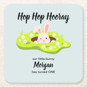 Dessous-de-verre Carré En Papier Hop Hop Hooray Un Lapin Rabbit Hole 1er Anniversai