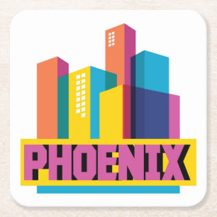 Dessous-de-verre Carré En Papier Horizon au néon de Phoenix, Arizona  
