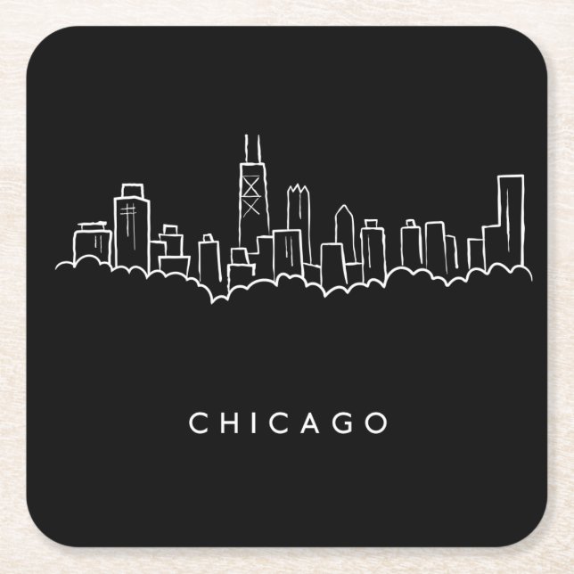 Dessous-de-verre Carré En Papier Horizon de Chicago (Devant)