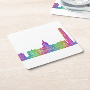 Dessous-de-verre Carré En Papier Horizon de Washington DC
