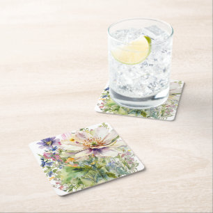 Dessous-de-verre Carré En Papier Horloge murale florale