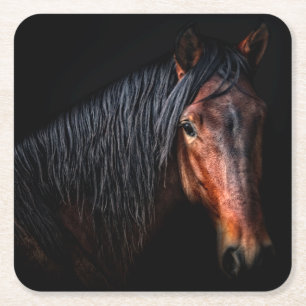 Dessous-de-verre Carré En Papier Horse Portrait VII