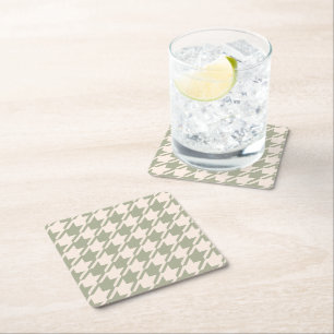 Dessous-de-verre Carré En Papier Houndstooth Green+Cream Lg Motif
