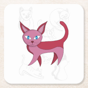 Dessous-de-verre Carré En Papier Housse de couette avec dessins de chat et chaton r