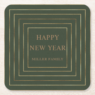 Dessous-de-verre Carré En Papier hunter green happy new year party or border