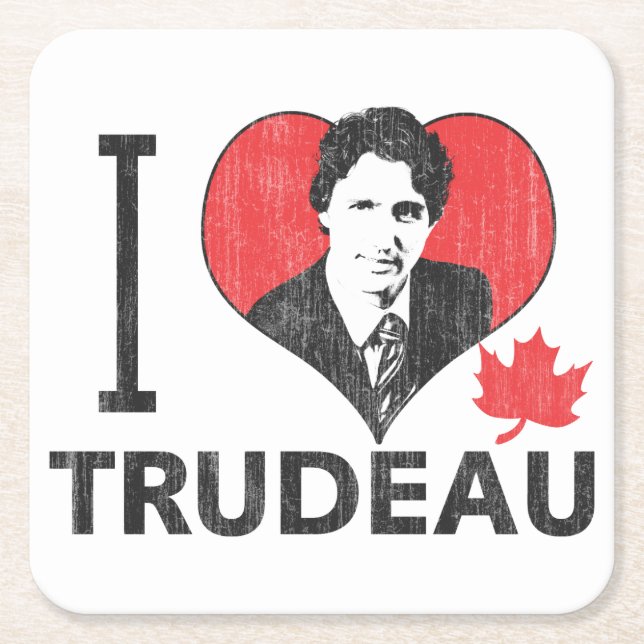 Dessous-de-verre Carré En Papier I Heart Trudeau (Devant)