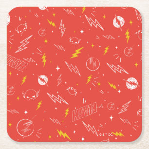Dessous-de-verre Carré En Papier Icône de la foudre Flash et motif de gribouillis