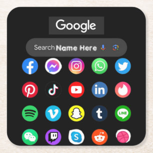 Dessous-de-verre Carré En Papier Icônes de médias sociaux tendance Google barre de 