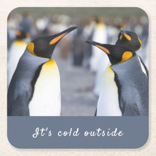 Dessous-de-verre Carré En Papier Il fait froid à l'extérieur de King Penguin photo