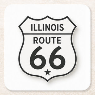 Dessous-de-verre Carré En Papier Illinois Route 66 Rétro Bouclier Blanc Dessous de