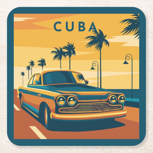 Dessous-de-verre Carré En Papier Illustration Cuba (Devant)