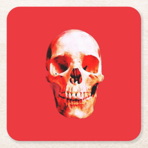 Dessous-de-verre Carré En Papier Illustration d'art Pop Skull