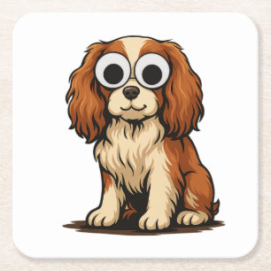 Dessous-de-verre Carré En Papier Illustration de chiot aux yeux globuleux mignon