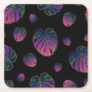 Dessous-de-verre Carré En Papier Illustration de feuille tropicale de Monstera