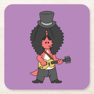 Dessous-de-verre Carré En Papier Illustration D'Un Allosaurus Habillé En Étoile Roc