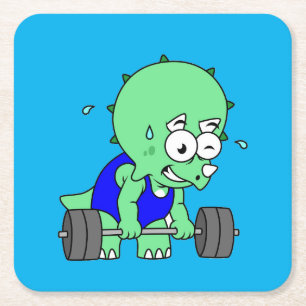 Dessous-de-verre Carré En Papier Illustration D'Un Tricératops Poids De Levage.