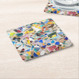 Dessous-de-verre Carré En Papier Image colorée de mur de poterie cassée très inhabi