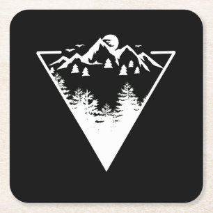 Dessous-de-verre Carré En Papier Image de cadre triangle avec paysage sauvage