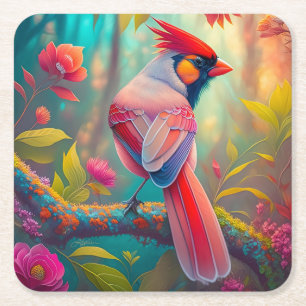 Dessous-de-verre Carré En Papier Imaginaire Birds Homme Cardinal
