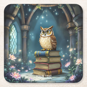Dessous-de-verre Carré En Papier Imaginaire Cute Owl Glasses Livres