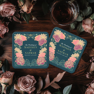 Dessous-de-verre Carré En Papier Imaginaire Enchantée jardin floral mariage